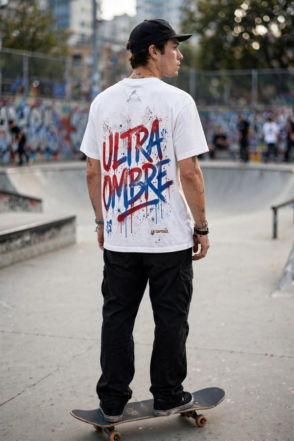 Ultra Ombre — T-Shirt Graffiti Blanc Paris 75