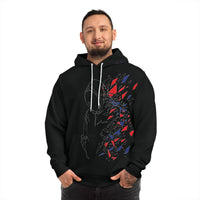 Hoodie Ultra Ombre — Éclats Rouge & Bleu — Édition Fracture